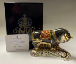 A Royal Crown Derby paperweight, Grecian Bull, specially commissioned by Connaught House, limited
