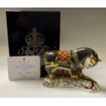 A Royal Crown Derby paperweight, Grecian Bull, specially commissioned by Connaught House, limited