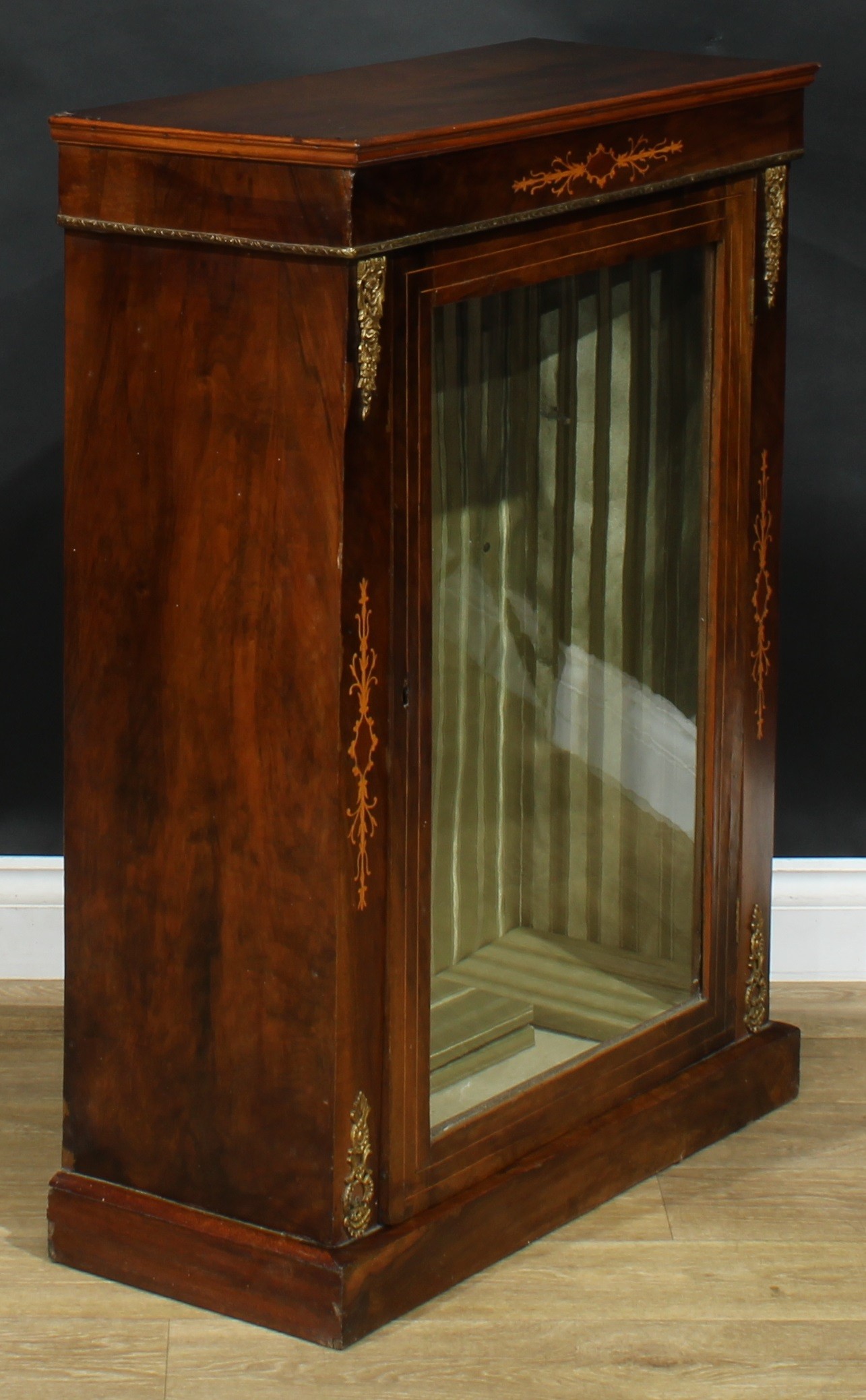 A Victorian gilt metal mounted walnut and marquetry pier cabinet, 94.5cm high, 72cm wide, 29.5cm - Image 2 of 2