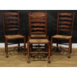 A set of four Lancashire ladderback dining chairs, 101cm high, 49.5cm wide, the seat 36cm deep (4)