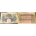 Banknotes, British East Africa Currency Board issues: 10 shillings green 1957 F only, also 20