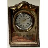 A silver easel desk clock, 9cm high, Sheffield 1997