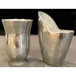 Scandinavian Design - an Anna Efverlund asymmetrical aluminium vase, 20cm high; another similar (2)