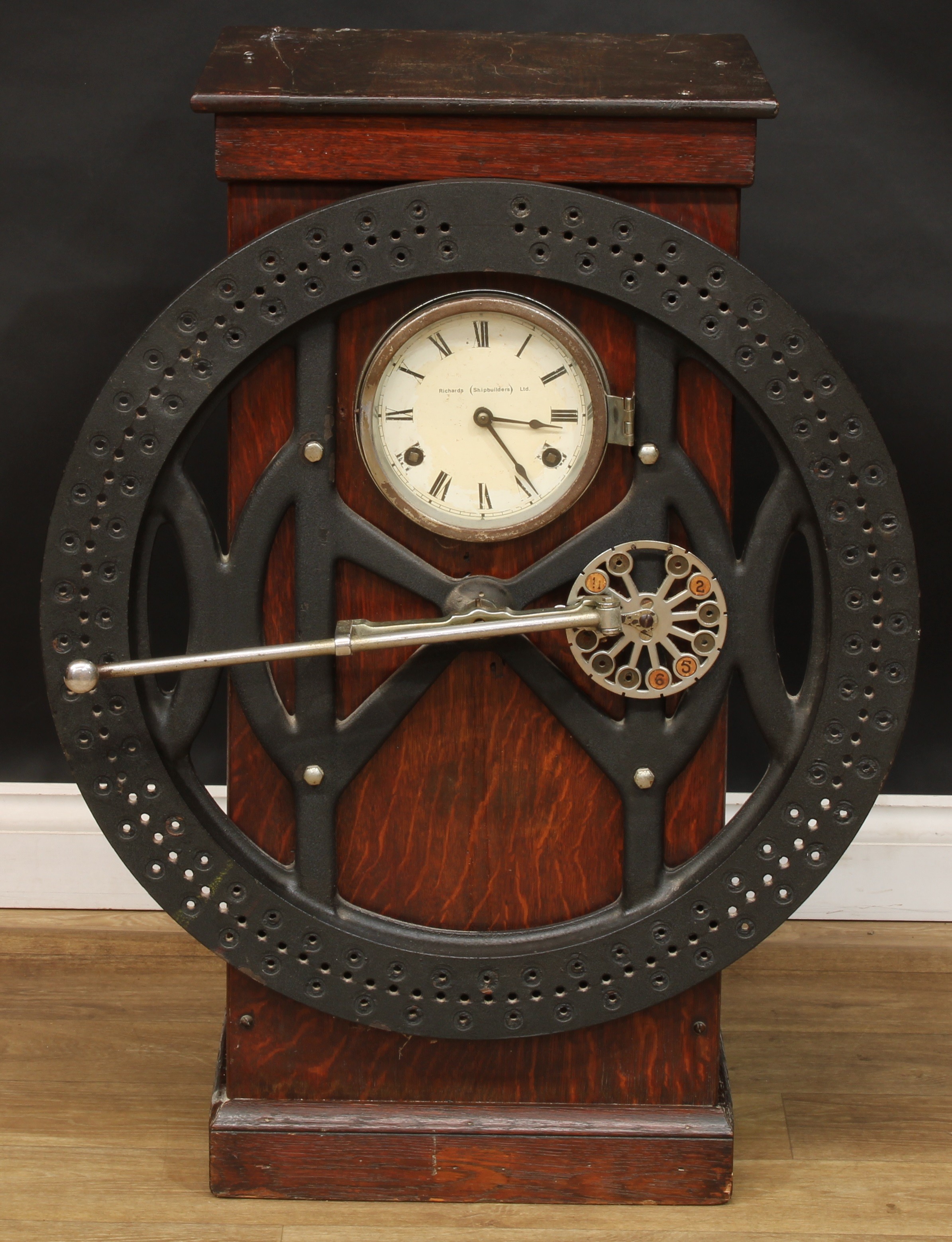 An early to mid-20th century industrial dial recorder or clocking-in machine, 15.5cm clock dial