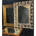 A contemporary gilt framed wall mirror or looking glass, bevelled plate, 85cm x 116cm; another,