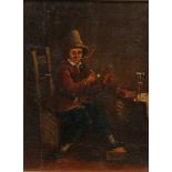 Dutch School (19th century) A Quiet Smoke oil on board, 15.5cm x 11.5cm