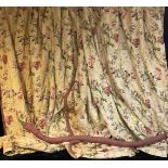 Textiles - a large pair of country house interlined curtains, pinch pleat tops, 240cm across the