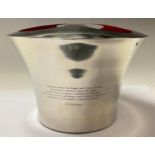 A contemporary Bollinger three bottle champagne cooler, inscribed with Lily Bollinger quote 'I drink