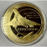 Concorde Memorabilia - medallion/coin - The Last Commercial Flight, New York Paris 31.5.2003