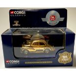 A Corgi model car, Corgi Classics 50 Years, gold plated Morris Minor, 02002, boxed, c.1998