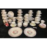 A Royal Albert Moss Rose pattern tea service for six comprising cake plate, side plates, cream