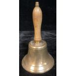 A brass hand bell, 25.5cm