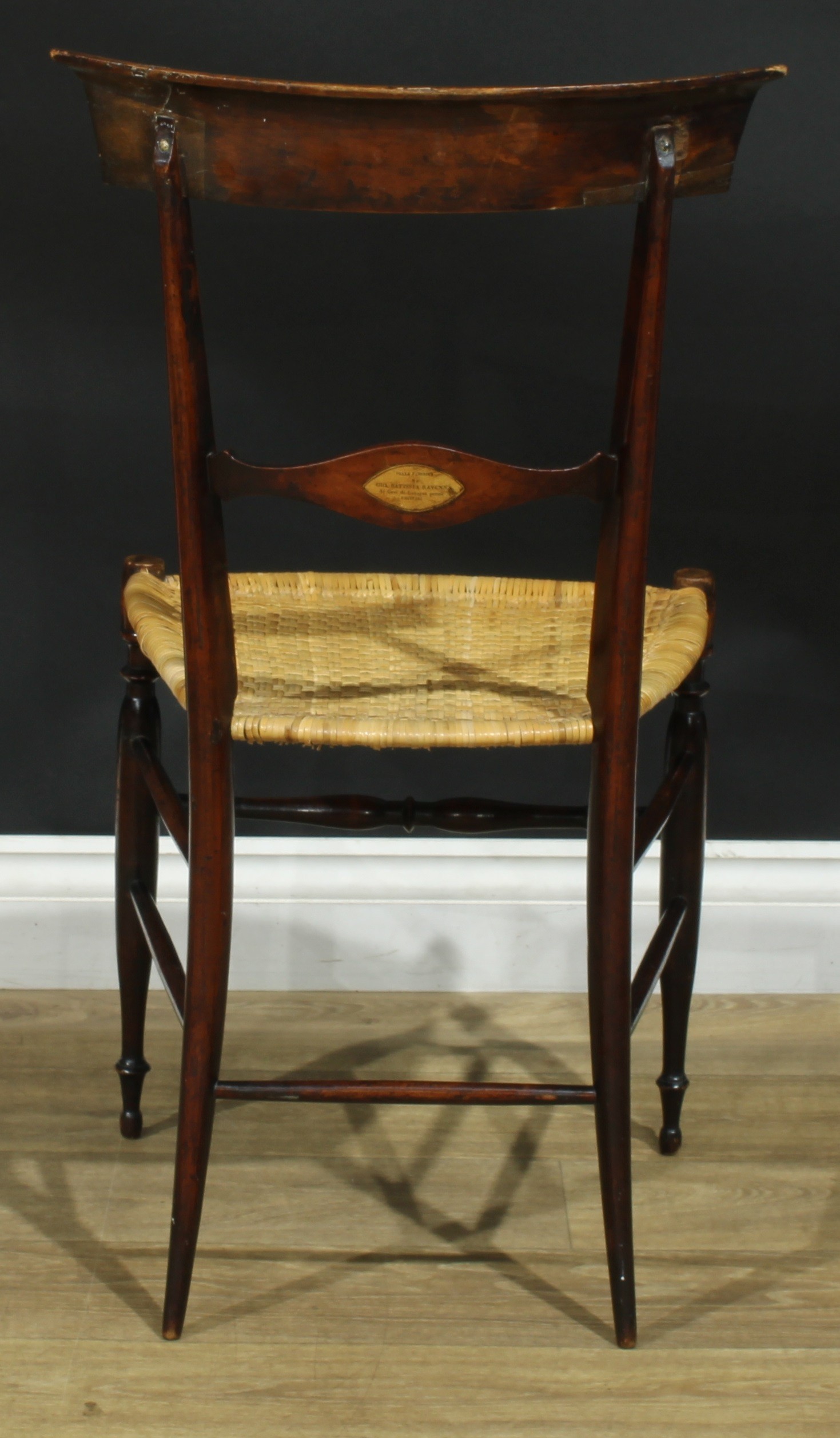 A 19th century Italian cherry Chiavari chair, designed by Giovanni Battista Ravenna, woven cane - Image 4 of 4