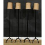 A set of four metal floor lamps, 164cm high under fitting (4)