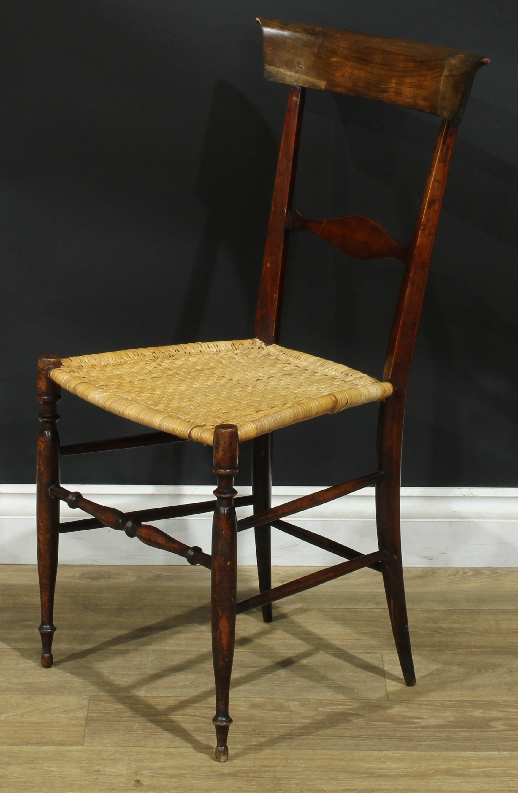 A 19th century Italian cherry Chiavari chair, designed by Giovanni Battista Ravenna, woven cane - Image 3 of 4