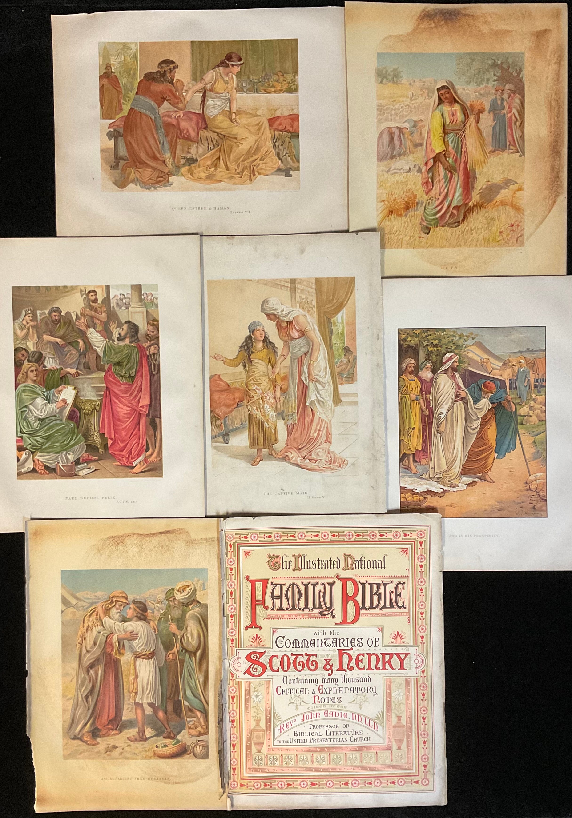 A collection of hand coloured, 19th century Bible illustrations. From The Illustrated Family - Image 3 of 7