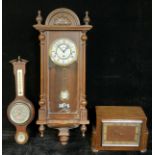 A late 20th century Woodford Vienna style wall clock; an Art Deco mantel clock; a late 20th