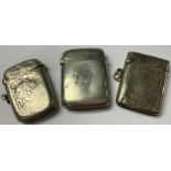 A Victorian silver vesta case, Birmingham 1894; others, Birmingham 1913; Birmingham 1909 (3)