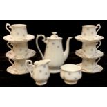 A Royal Albert Star of Eve pattern coffee set for six, including coffee pot, cream jug and sugar