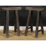 A pair of vernacular pine sawhorses, 82.5cm high, 59cm wide (2)