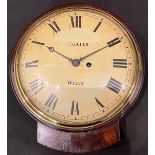 A 19th century mahogany drop dial wall clock, inscribed Coates, Wigan, 30cm wide x 34cm high