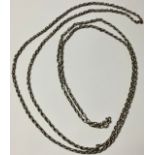 A silver belcher or muff chain, 175cm long