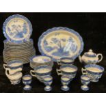 A Booth's real Old Willow pattern dinner and tea set, ten dinner plates, teapot, five teacups,