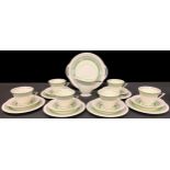 A Royal Doulton Art Deco Radiance pattern tea service for six, comprising cake plate, side plates,