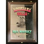 Interior Decoration - a large advertising wall mirror, Louisiana Belle Rye Whisky, 88cm x 62.5cm