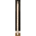 A surveyor’s telescopic levelling staff, 165cm extending to 427cm high, 9cm wide, 5cm deep