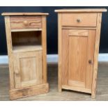 A pine bedroom cabinet or pot cupboard; another, similar (2)