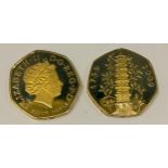 **LOT WITHDRAWN FROM SALE** Numismatic interest: two 2009 Kew Gardens gilt proof 50 pence pieces FD