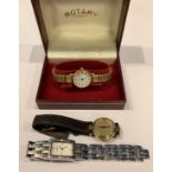 A lady's Rotary watch, boxed; a lady's Gucci watch; another DKNY (3)