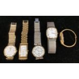 A lady's Rotary gold plated fashion watch, white dial, Roman numerals, date aperture, centre