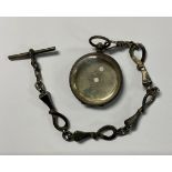 A 19th century silver fancy link pocket watch chain, the T-bar with hallmark, each link with