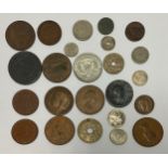 Coins - a George III copper token, Success To The Cornish Mines 1812, Penny Piece; a USA half dollar