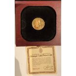 A 22ct gold proof coin, Royal Canadian Mint, Olympics 1976, 16g, certificate, boxed