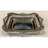 A Victorian silver pierced rectangular tray, 17cm wide, London 1896, 113g