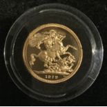 An Elizabeth II gold proof sovereign, 1979, capsulated, boxed