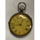 A Victorian silver open face chronograph pocket watch, white enamel dial, Roman and Arabic numerals,