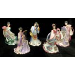 A set of four Lena Liu for Danbury Mint Princess figures, boxed; another similar (5)