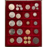 Numismatic interest: specimen tray in clear plastic cover containing a collection of uncirculated