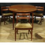 A retro mid-20th century teak extending dining table, 73cm high, 110cm extending to 170cm long,