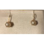 A pair of 14ct gold and pearl earrings