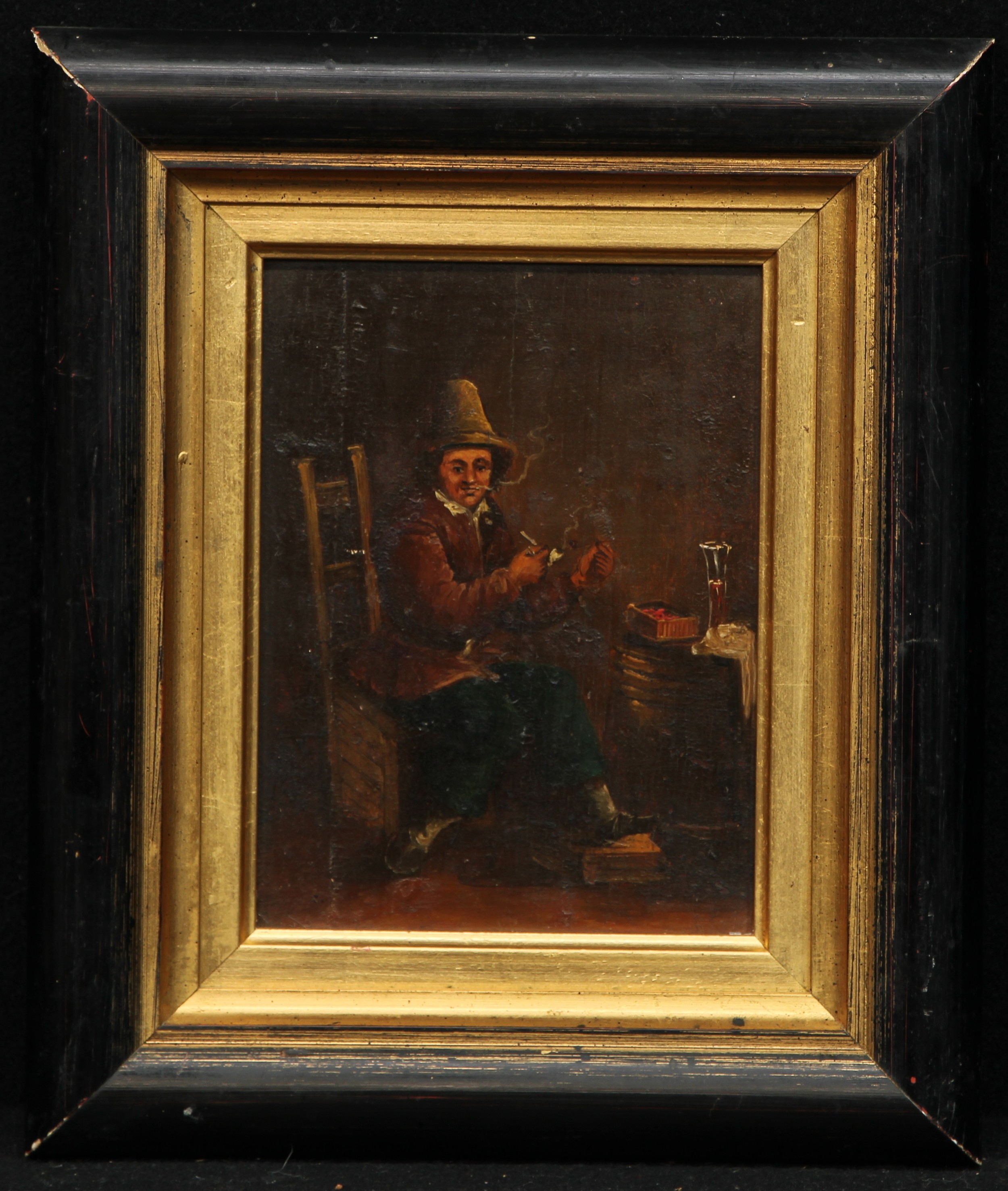 Dutch School (19th century) A Quiet Smoke oil on board, 15.5cm x 11.5cm - Image 2 of 3