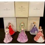 A set of five Royal Doulton figures, Flowers of the Month, February Violet Faithfulness HN 5501;