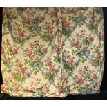 Textiles - a large pair of glazed chintz interlined curtains, possibly Colefax & Fowler, 360cm