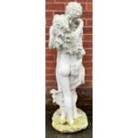 A large resin sculpture of a male and female embracing, resin, 122cm high