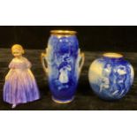 A Royal Doulton Blue Children Series ovoid vase, printed and painted with children playing hide