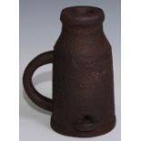An 18th century cast iron thunder mug signalling cannon, loop handle, 25cm high